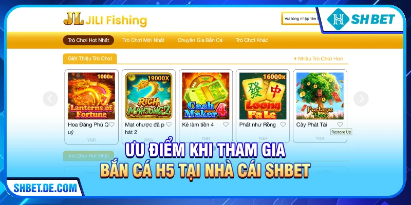 Ưu điểm khi tham gia Bắn cá H5 tại nhà cái SHBET